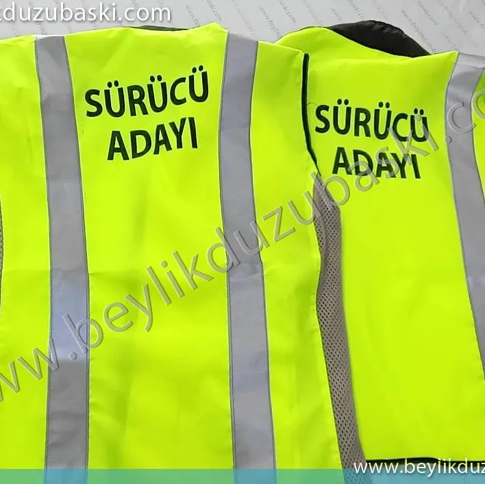 sürücü adayı, fosforlu yelek, baskılı iş yeleği, sürücü kursu için yelek baskısı, fosforlu yelek baskıları, beylikdüzü yelek baskı