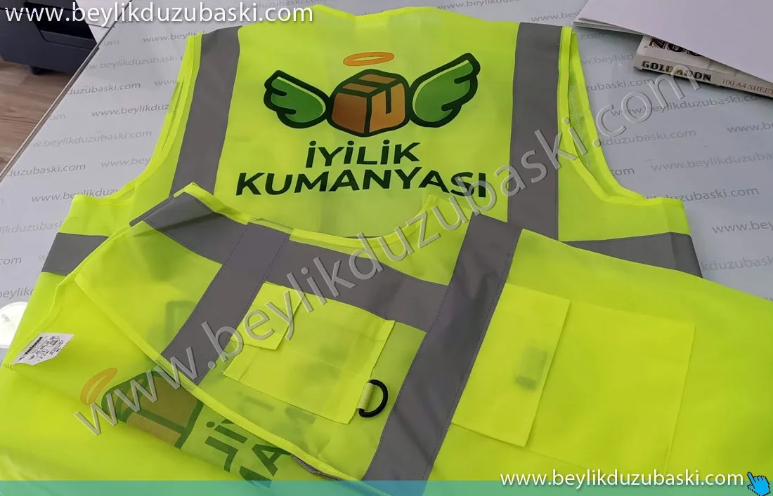 gönüllü yeleği, baskılı, fosforlu yelek, reflektörlü yelek, iyilik kumanyası, için yapılan, yelek baskısı, acil yelek imalatı