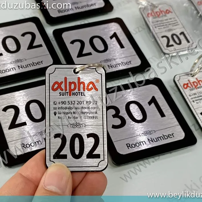 alpha süit otel, anahtarlık baskısı, metal otel oda anahtarlığı, otel için kaliteli anahtarlık, logo baskılı oda anahtarı, butik otel için anahtarlık