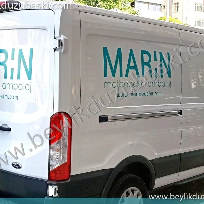 ford transit, kapalı kasa, reklam giydirmesi, logo baskılı araç kasası, Marin matbaa için araç giydirmesi, araç üzerine logo uygulaması