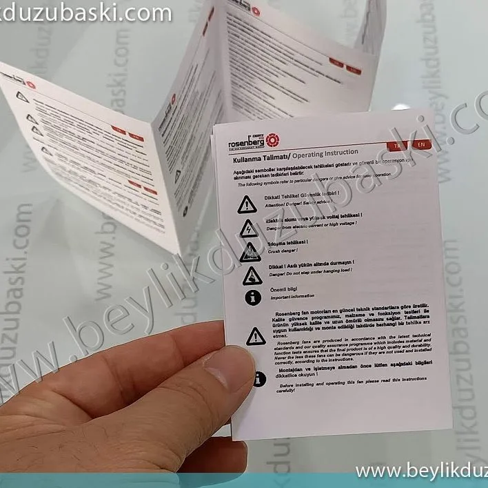 kullanım kalvuzu, Z şeklinde katlanmış, kullanım klavuzu baskısı, acil kullanım klavuzu üretimi, 10x15 cm ebadında katlanmış, kullanım klavuz baskısı