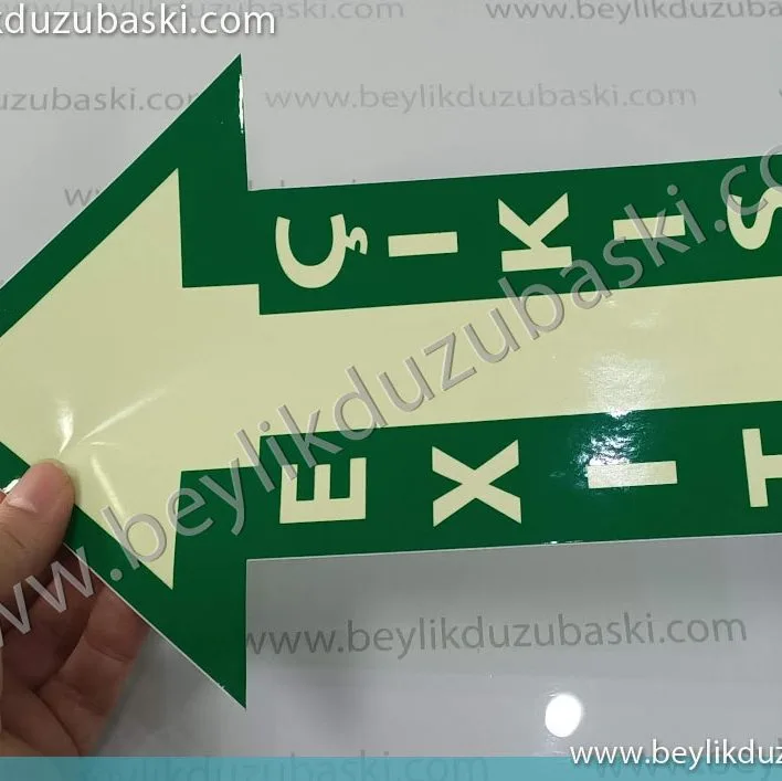 yer için exit, acil çıkış, fosforlu etiket, istenilen ebat, üretilir, kaliteli etiket baskısı, yer için fosforlu etiket, imalatı, kaliteli ürün