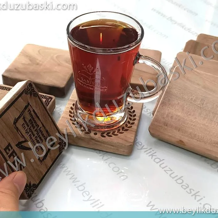 ahşap ceviz, bardak altı, kaliteli bardak altı, acil bardak altı baskısı, yerli üretim, kalıcı baskı, uygun fiyat