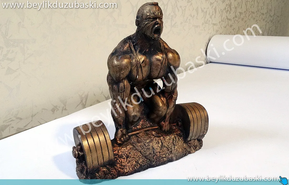 GPA Euro Champ için yapılan halter adam, halter kaldıran adam, ağırlık sporları için ödül ve plaket, döküm polyester, el boyaması, yerli üretim
