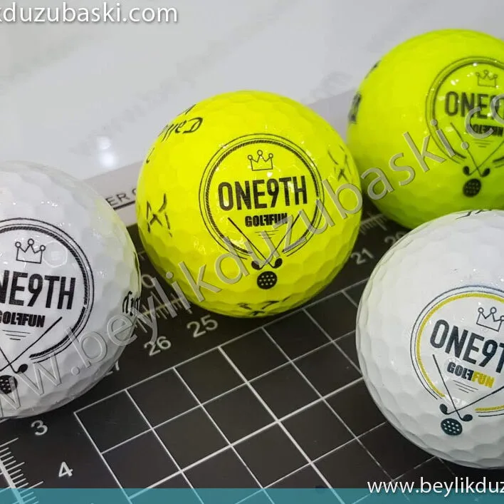 Golf topuna baskı, az adet ürünlere baskı yapılabilir, numune baskı, adetli baskı mümkün, adede göre fiyat alabilirsiniz, golf topunu müşteri temin eder, biz sadece golf topuna baskı yaparız