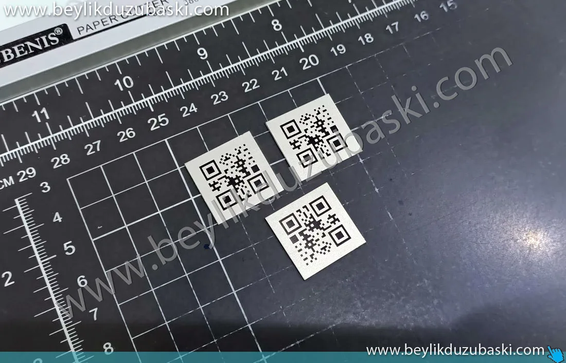 barkod baskı, metal etiket, qr kod baskılı, lazer ile markalama, metal plaka baskı