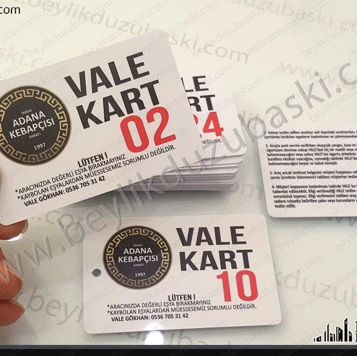 vale kartı, delikli vale kartı, adana kebapçısı vale kartı, araça teslim kartı