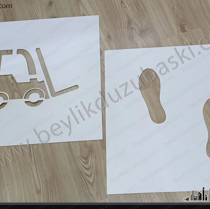 Yer boyaması, forklift şablon, ayak izi yer şablonu, kaliteli boyama şablonu, enek malzeme, çok defa kullanım, tasarım desteği, aynı gün gönderim