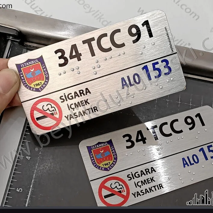 taksi metal plaka, görme engelliler tabela, taksi için, körler alfabesi, kabartma taksi plakası, braille alfabesi, taksi için, yönetmeliğe uygun, taksi plakası, ama yazılı taksi plaka