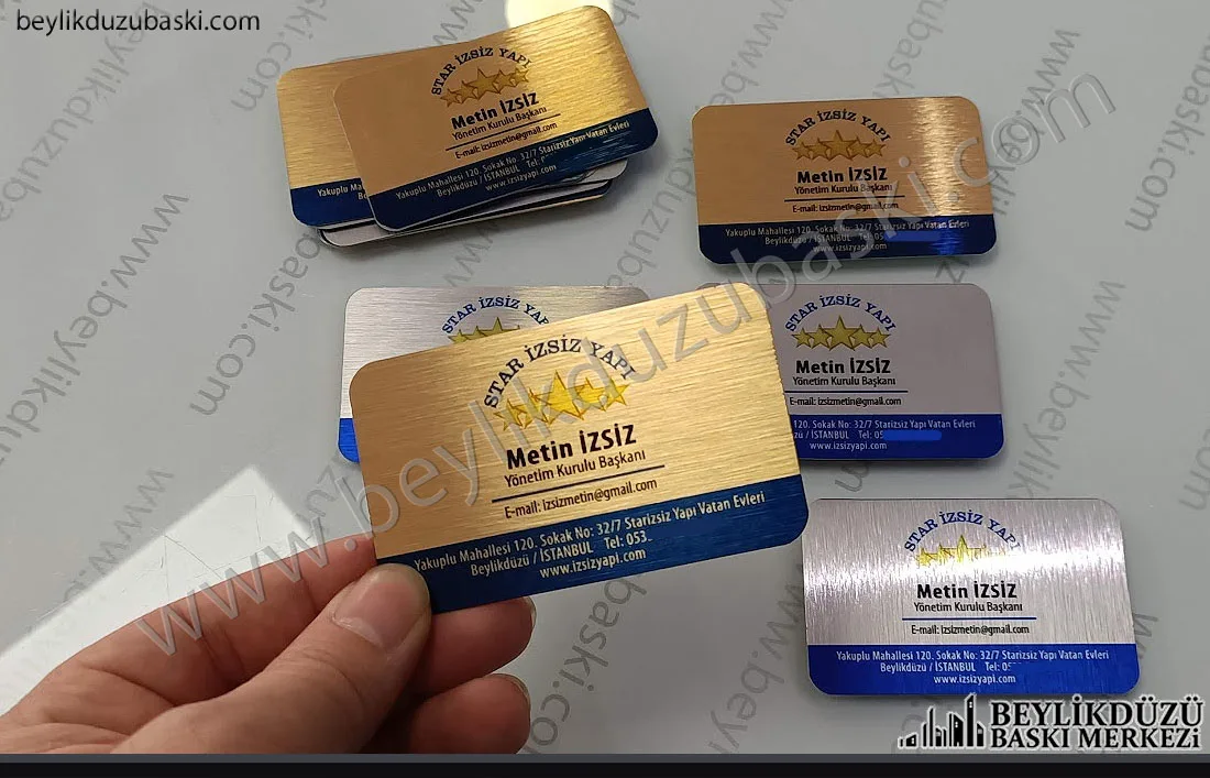 metal card printing, metal business card printing, small production possible, quality metal card printing, gold and silver color printing, different business cards metal kart baskı, metal kartvizit baskı, az adetler üretim mümkün, kaliteli metal kart baskı, altın ve gümüş renk basılır, farklı kartvizitler