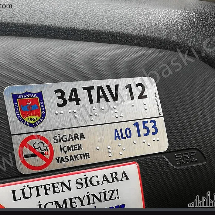taksi görme engelli tabela, kabartma braille alfabe tabela, kaliteli yönetmeliğe uygun, taksi, görme engelli tabelsı