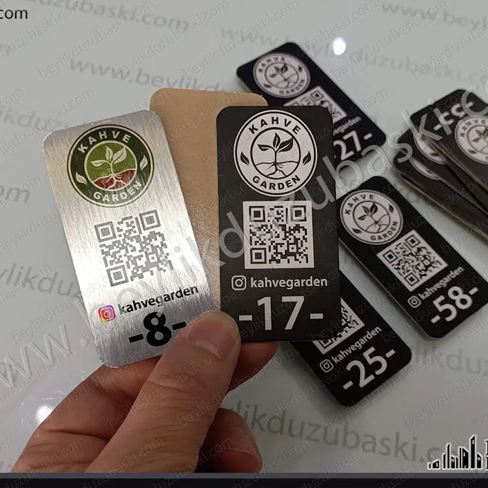 masa üstü için QR barkod, masa numarası, menü için QR kod baskısı, kaliteli metal etiket, aynı gün gönderim, tasarım desteği, istenilen ebat ve kalite üretim