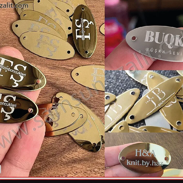 oval metal marka etiketi, az adet üretimi mümkün, lazer ile çıkmaz kazınma baskı yapılır, hobi işi yapan üreticiler için, logo isim ve tasarım baskıları yapılmış metal ürün baskısı, ebat ve adede göre fiyat alınız, üretimler stoğa göre hızlıca gönderilir, tasarım desteği verilir, kaliteli metal, ürün etiketi, çanta etiketi, fermuar etiketi, sarkıt etiket, kulp etiketi imalatı, metal oval etiket baskısı