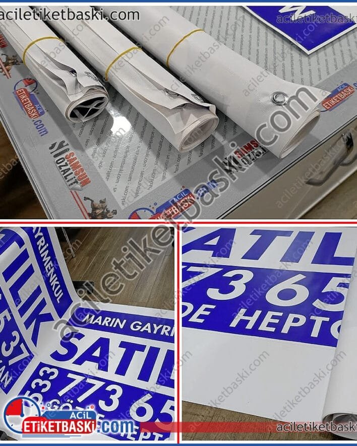 Branda baskı, afiş, kuşgözü, emlakçı afişleri, dıi mekan dayanıklı, avrupa malzeme, asma için delik yapıldı, tasarım desteği, ebat ve adede göre fiyat, hızlı üretim, aynı gün teslim, samsun baskı merkezi, samsun branda baskı