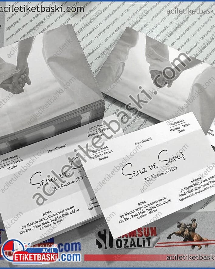 Samsun Davetiye, çiftlik caddesi, merkezi yerde, davetiye ve baskı merkezi, hızlı üretim, adet ve modele göre davetiye fiyatları, bol çeşit, nezih ortam, tasarım desteği, Samsun davetiye baskı, acil davetiye, hızlı üretim, 1-2 saatte davetiye baskısı yapılır, katalogdan modele göre fiyat çıkar, 50 adet ve atları alınabilir, samsun davetiye baskı merkezi